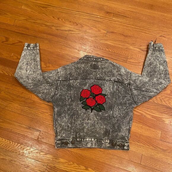 80s Vintage Levi’s 511 Distressed Acid Washed Black Jean Jacket, SZ Large - Picture 2 of 14